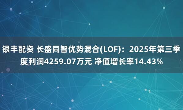 银丰配资 长盛同智优势混合(LOF)：2025年第三季度利润4259.07万元 净值增长率14.43%